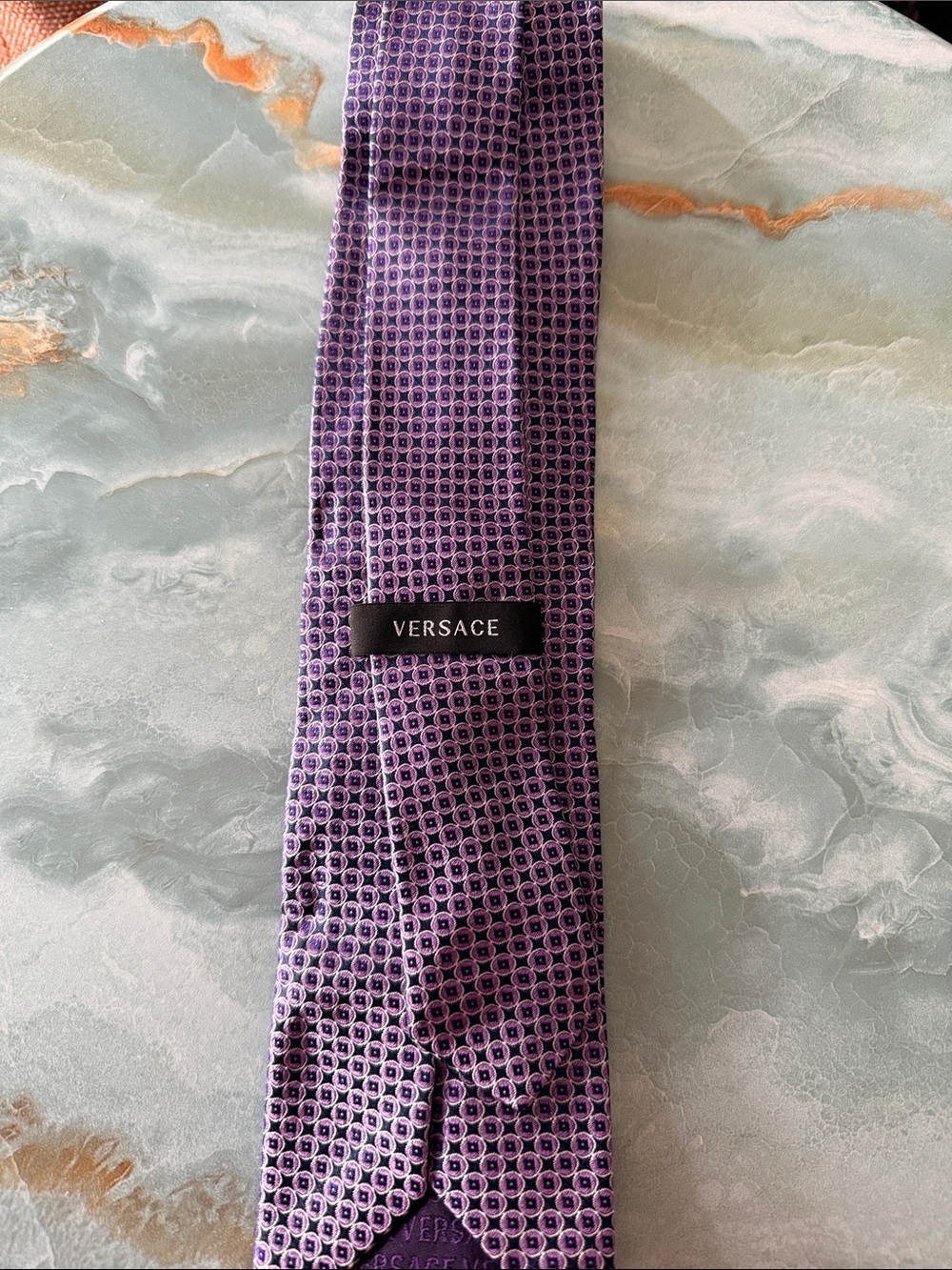 Versace Purple and Black Micro-Pattern Silk Tie